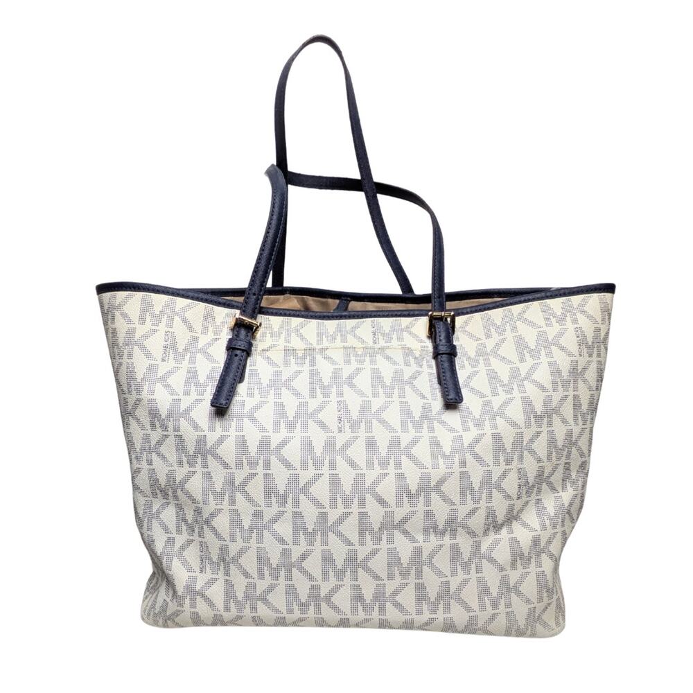 Michael Kors Large Jet Set Monogram Coated Canvas Tote Handbag - Picture 3 of 6